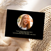 大学院モダンレトロスタイリッシュ金ゴールドフォトブラック 招待状