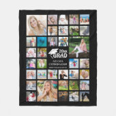 大学院モダン写真コラージュ名校ブラック フリースブランケット (正面)
