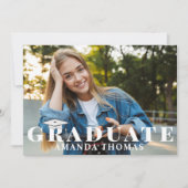 大学院モダン写真シンプルタイポグラフィブラック 招待状 (正面)