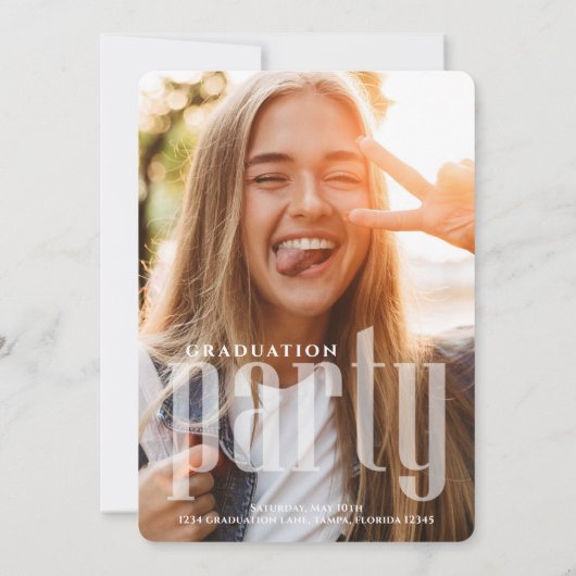 大学院モダン写真シンプルタイポグラフィ 招待状 (裏面)