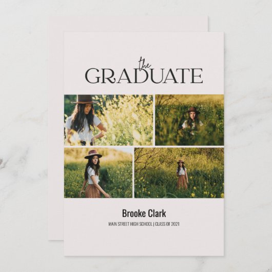 大学院モダン写真ディスプレイ発表カード 案内状 (正面/裏面)