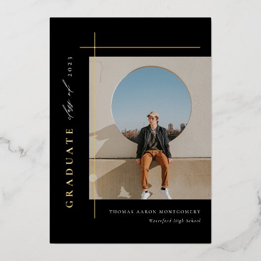 大学院モダン写真フォイル発表 箔招待状 (正面)