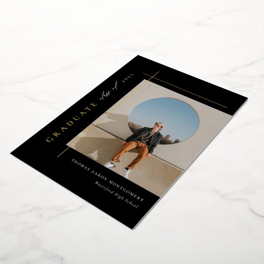 大学院モダン写真フォイル発表 箔招待状 (回転した状態)