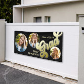 大学院モダン写真ブラックと金ゴールドタイポグラフィ 横断幕