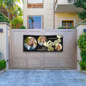 大学院モダン写真ブラックと金ゴールドタイポグラフィ 横断幕