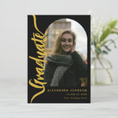 大学院モダン写真Archブラック金ゴールドスクリプト 案内状 (スタンド正面)