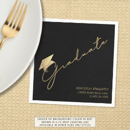 大学院モダン台本キャップブラック金ゴールド スタンダードカクテルナプキン