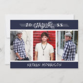 大学院モダン手記4枚フォトカスタムカラー 招待状 (正面)