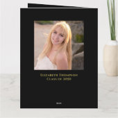 大学院モダン書道シンプル金ゴールドあり サンキューカード (裏面)