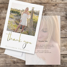 大学院モダン書道シンプル金ゴールドあり サンキューカード