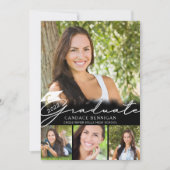 大学院モダン白黒台本5写真パーティー 招待状 (正面)