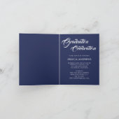 大学院モダン編集可能写真青 |卒業 招待状 (内部)