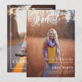 大学院モダン縦型グラードパーティの招待状 招待状 (正面/裏面)