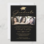 大学院モダン脚本3枚の写真黒金ゴールド 招待状 (正面)