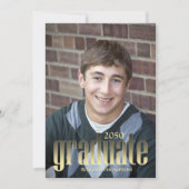 大学院モダン金ゴールドタイポグラフィシンプルQRコード 招待状 (正面)