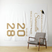 大学院モダン金ゴールド台本卒業パーティー タペストリー (インサイチュ(横))