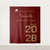 大学院モダン金ゴールド台本卒業パーティー タペストリー (正面)