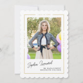 大学院モダン金ゴールド額写真卒業 案内状 (正面)