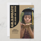 大学院モダン金ゴールドArch & Photo Gradパーティー 招待状 (正面)