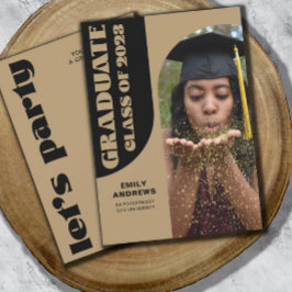 大学院モダン金ゴールドArch & Photo Gradパーティー 招待状