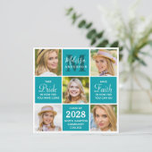 大学院モノグラム5フォトコラージュティール(緑がかった色)卒業 案内状 (スタンド正面)