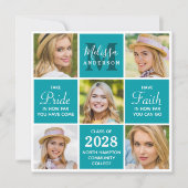 大学院モノグラム5フォトコラージュティール(緑がかった色)卒業 案内状 (正面)