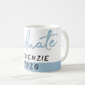 大学院ライトブルー |ロビンの卵ブラシスクリプト コーヒーマグカップ (正面右)