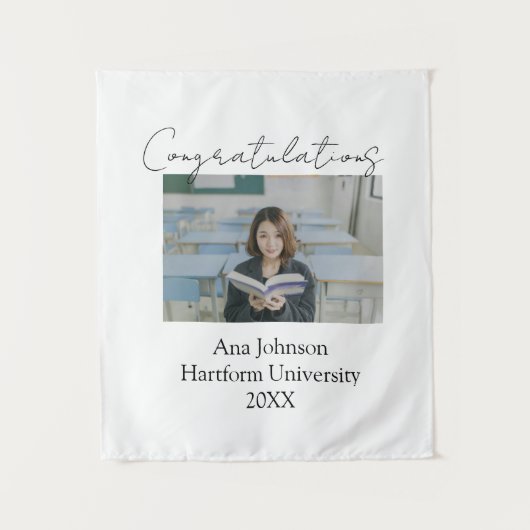 大学院修了おめでとうフォト名前大学年度 タペストリー (正面)