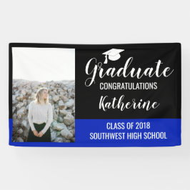 大学院写真おめでとうブラックブルー 横断幕