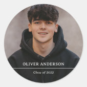 大学院写真とシンプル文字 ラウンドシール (正面)