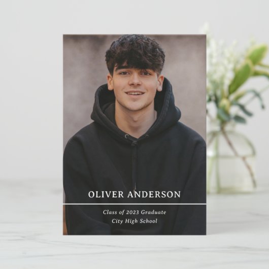 大学院写真とシンプル文字 招待状 (スタンド正面)