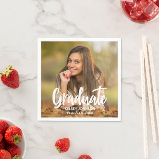 大学院写真はっきりした文カスタム字大学卒業会 スタンダードカクテルナプキン (インサイチュ)