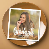 大学院写真はっきりした文カスタム字大学卒業会 スタンダードカクテルナプキン