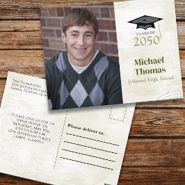 大学院写真シンプルミニマリストモルタルボード ポストカード