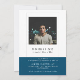大学院写真テンプレートパーソナライズされたブルーホワイト 招待状