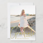 大学院写真テンプレート金ゴールドタイポグラフィスクリプト 招待状 (正面)