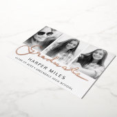 大学院写真バラ金ゴールドはがき 箔招待状 (回転した状態)