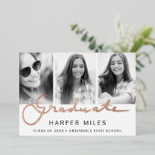 大学院写真バラ金ゴールドはがき 箔招待状 (立ち正面)