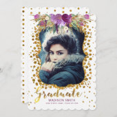 大学院写真フローラフェイク金ゴールドグリッター紙吹雪 案内状 (正面/裏面)