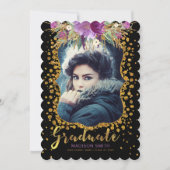 大学院写真フローラフェイク金ゴールドグリッター紙吹雪 案内状 (正面)