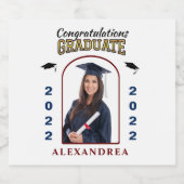 大学院写真卒業おめでとうカスタム スパークリングワインラベル (シングルラベル)