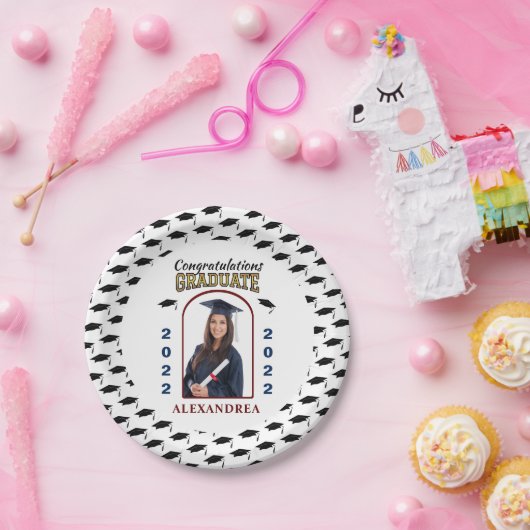 大学院写真卒業おめでとうカスタム ペーパープレート (パーティー)