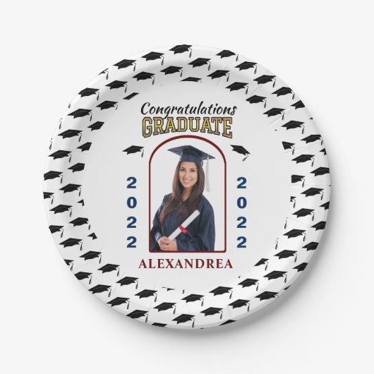 大学院写真卒業おめでとうカスタム ペーパープレート (正面)