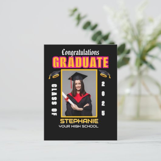 大学院写真卒業おめでとうカスタム ポストカード (スタンド正面)