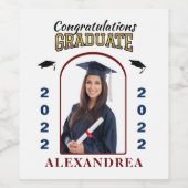 大学院写真卒業おめでとうカスタム ワインラベル (シングルラベル)