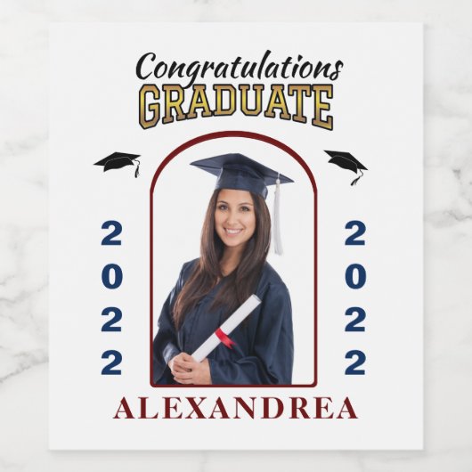 大学院写真卒業おめでとうカスタム ワインラベル (シングルラベル)