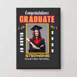 大学院写真卒業おめでとうカスタム 缶バッジ