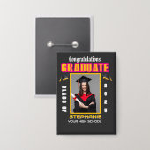 大学院写真卒業おめでとうカスタム 缶バッジ (正面/裏面)