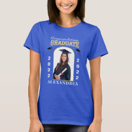 大学院写真卒業おめでとうカスタム Tシャツ