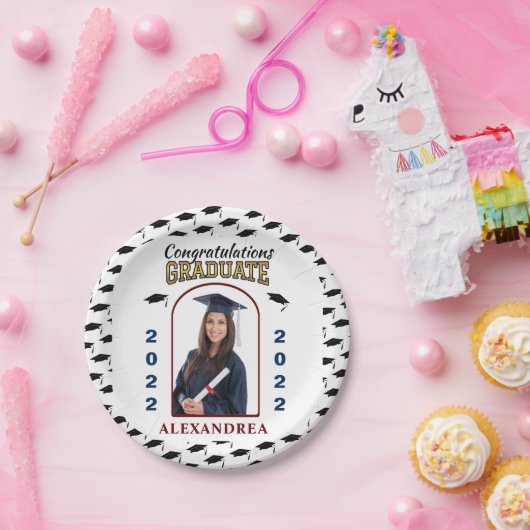 大学院写真卒業おめでとうカスタムP ペーパープレート (パーティー)